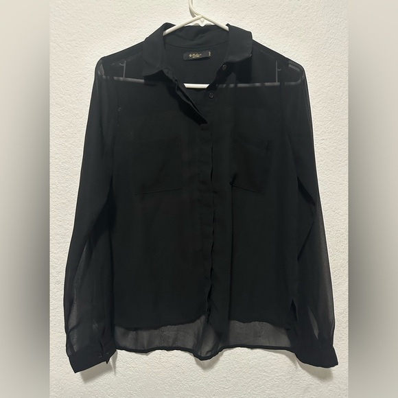 Colin’s Black Sheer Button-Up Blouse size Small - Picture 1 of 4